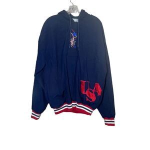 VTG LEGENDS‎ ATHLETIC USA 1/4 Zip Windbreaker Shirt XL Patriotic America Shacket